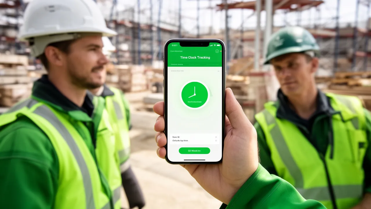 Worklogix mobile app showing the clock-in screen
